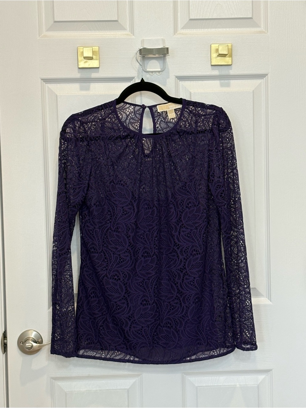Micheal Kors Women's Purple Lace Long-Sleeve Top #1526